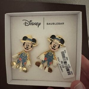 New BaubleBar Mickey Earrings - Gold and Blue